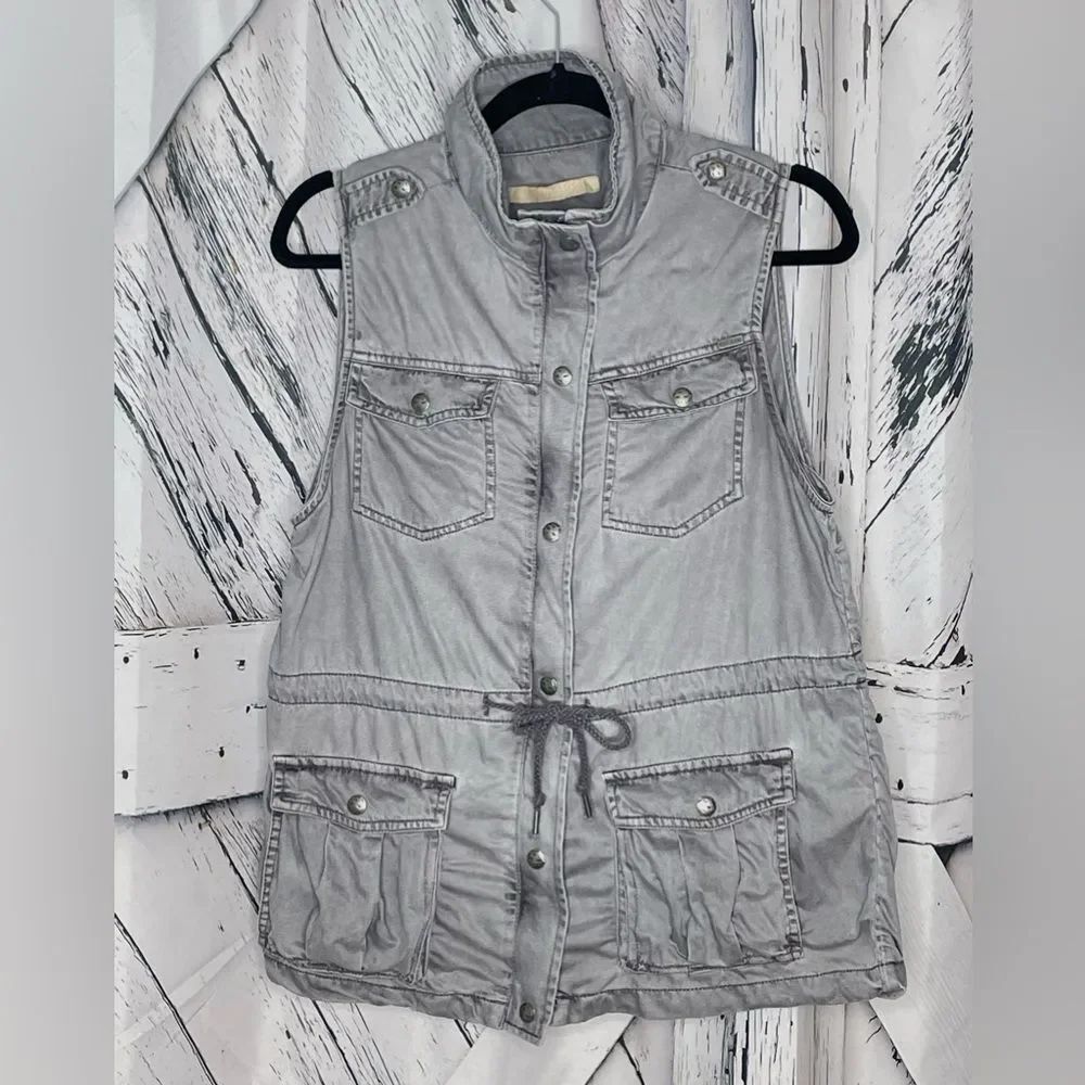 Max Jeans Tencel Utility Cargo Vest Gray M